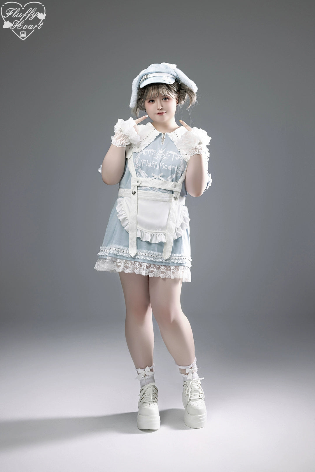 Cotton Sub Jirai Kei T-Shirt Dress, Pointed Collar, Open Shoulder 43373:774826