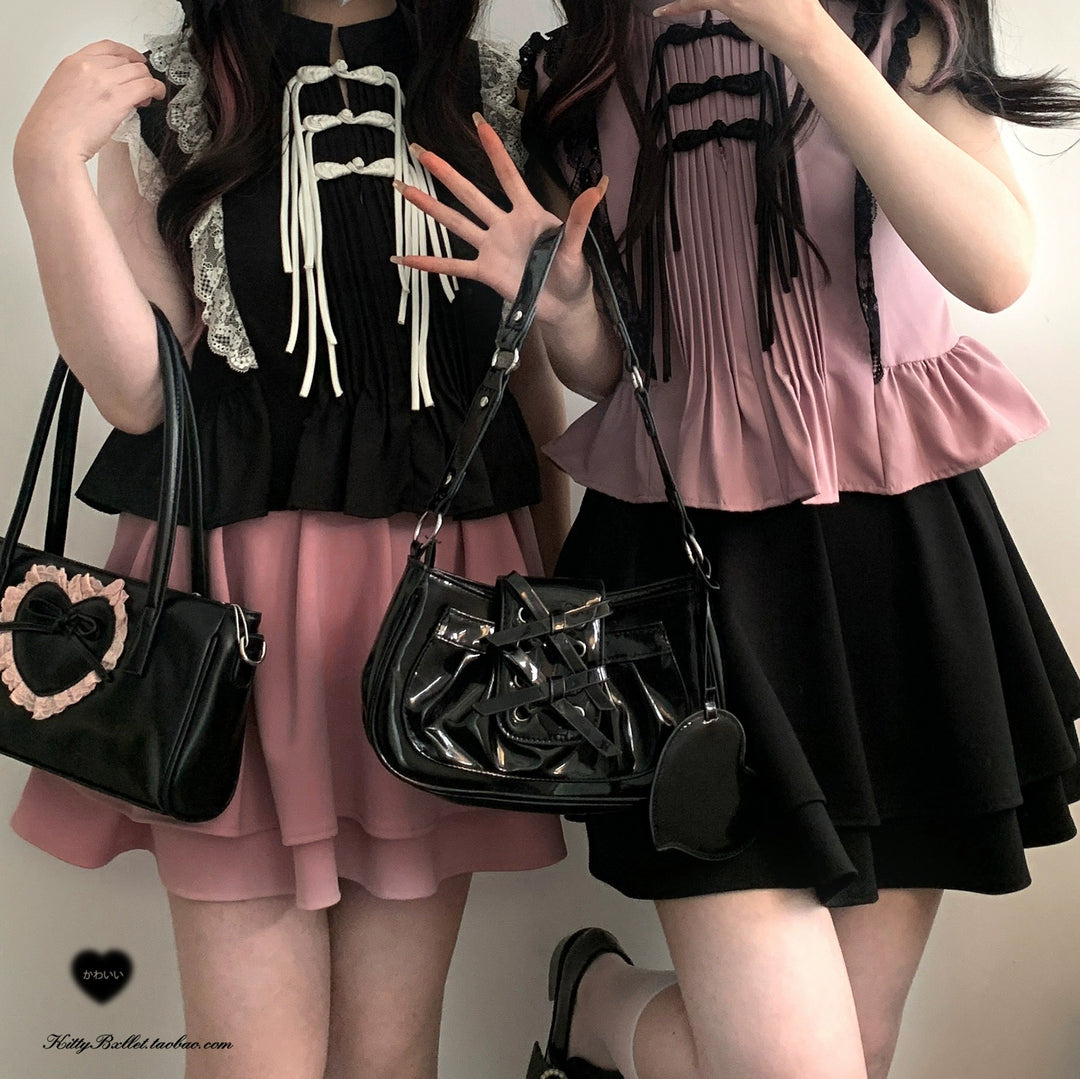 Jirai Kei Skirt Double Layer Puff Skirt with Bow 36770:534628