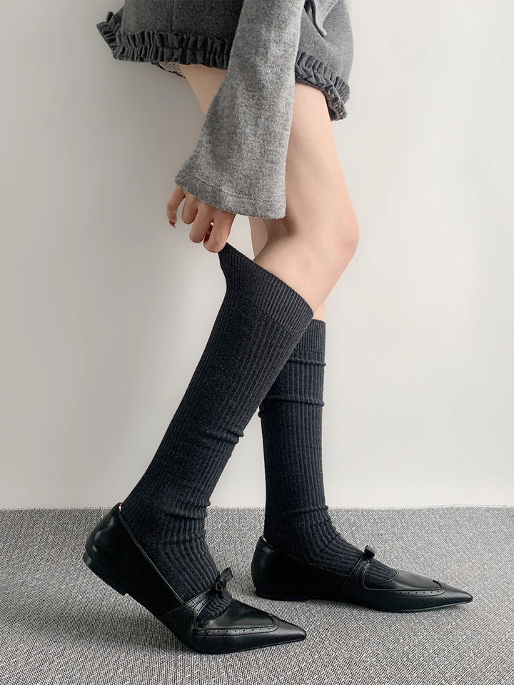 Japanese Style Solid Socks, Calf and Over-knee Styles 44076:795811