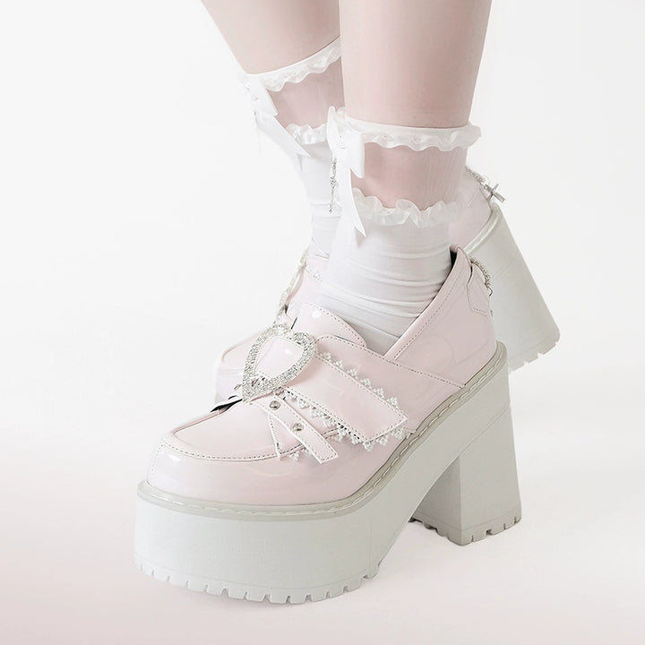 Jirai Kei Platform Shoes Ryousangata High Heels Loafer Shoes (34 35 36 37 38 39 40) 40098:655910