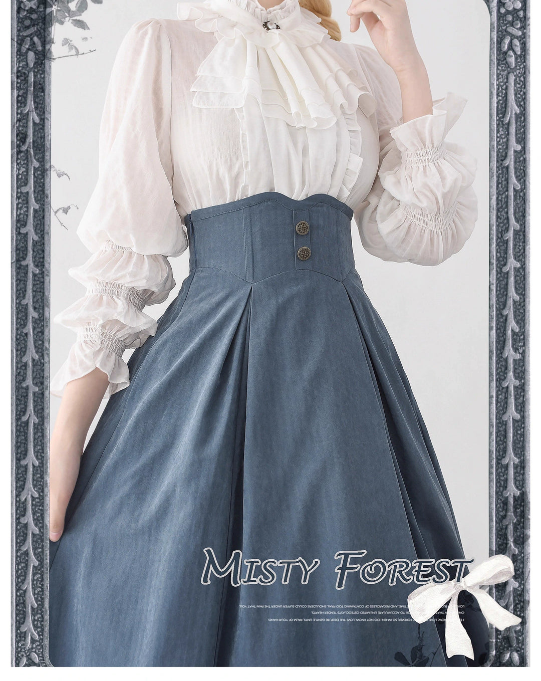 Classic Lolita A-Line Skirt + Button-Front Vest + White Blouse 40944:770395