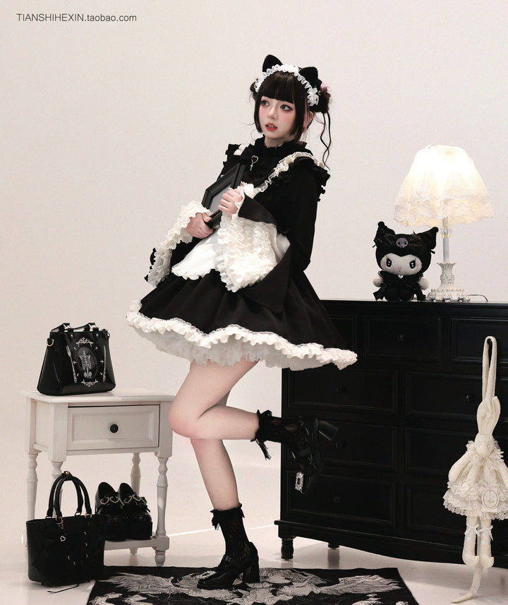 Maid-Inspired Dress Outfit, Detachable Apron 44427:807840