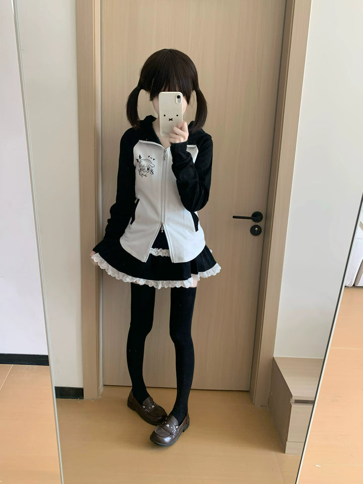 Jirai Kei Jacket with Puppy Ear Hood & Drop Shoulder Design 42896:758603