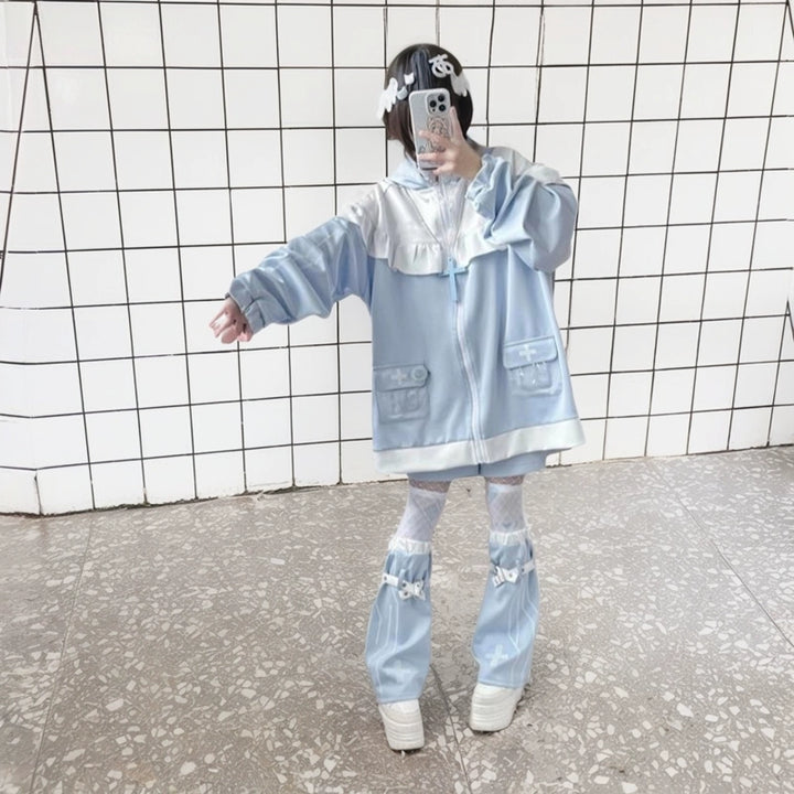 Tenshi Kaiwai Cat Ears Jacket With Ruffle And Pocket & Shorts Multicolor 39092:615376
