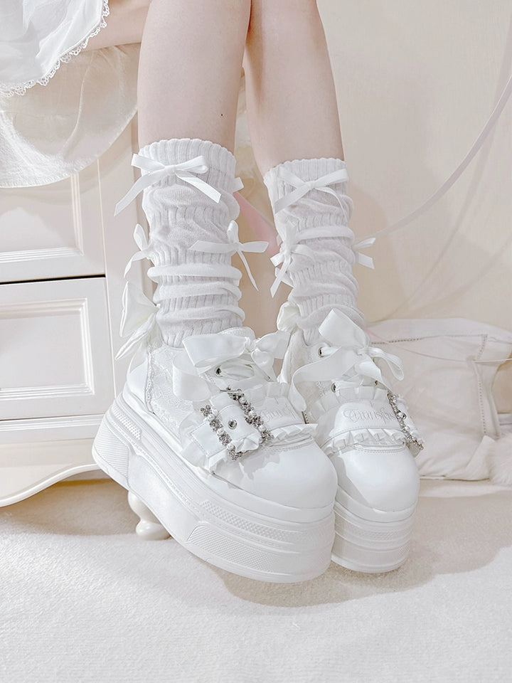 Ryousangata High Platform Shoes, Satin Bow 43688:783024