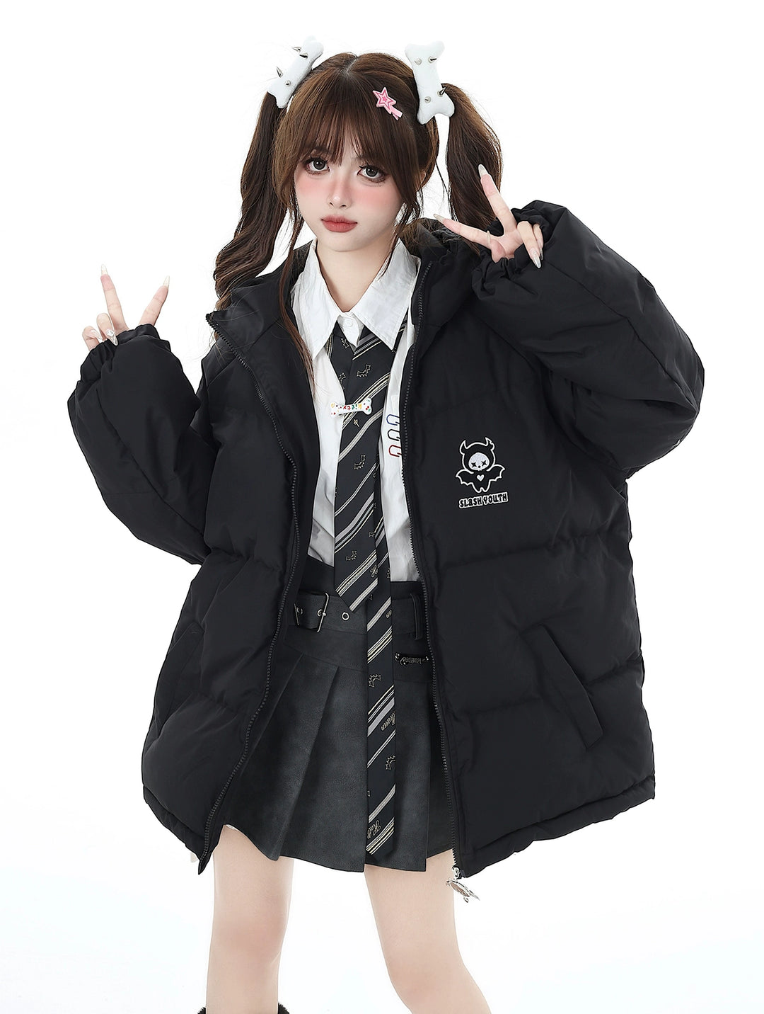 Plus Size Yami Kawaii Coat Winter Black Jacket Cotton Coat 39554:637076