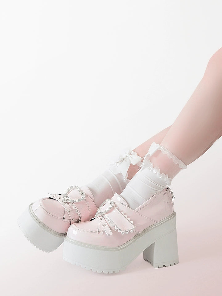 Jirai Kei Platform Shoes Ryousangata High Heels Loafer Shoes 40098:655862
