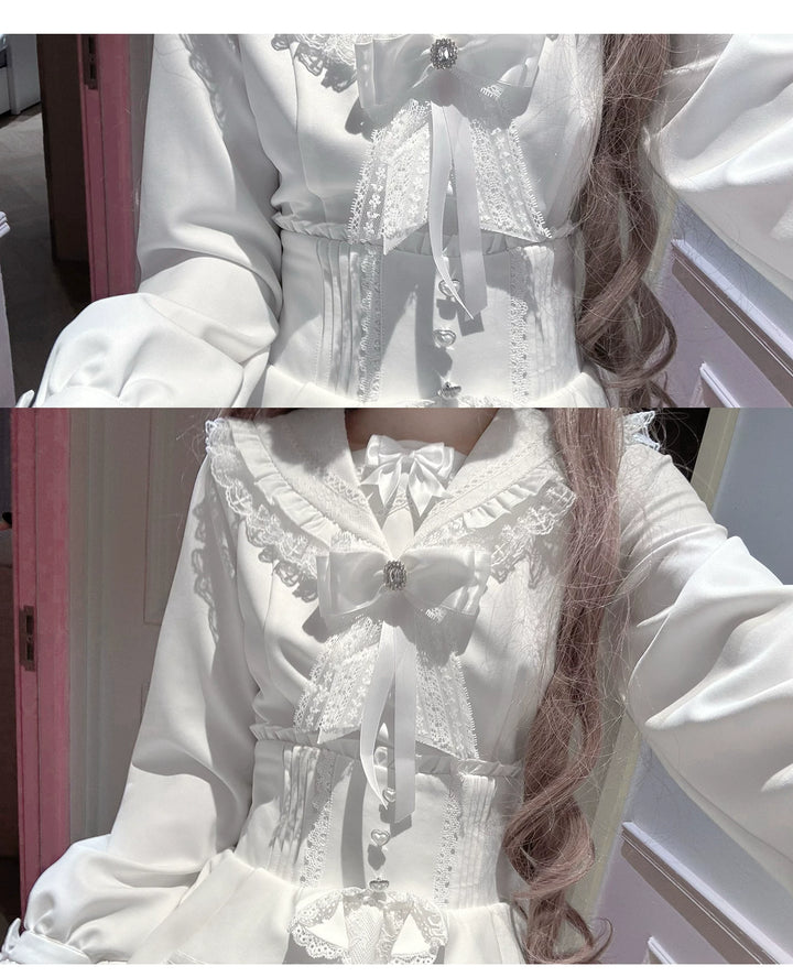 Ryousangata White Blouse, High-Waist Skirt, Winter Cape 44753:821933