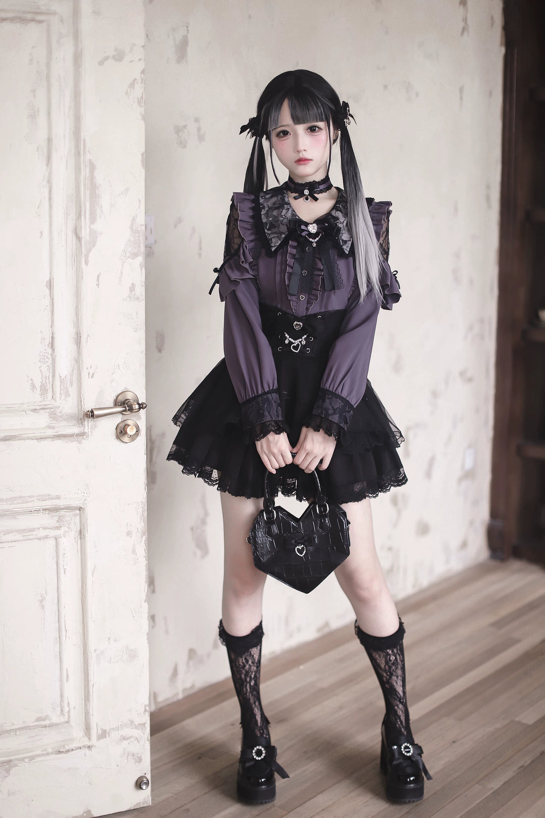 Jirai Kei Tiered Tuffles Skirt, Elastic High-Waist 44587:814598