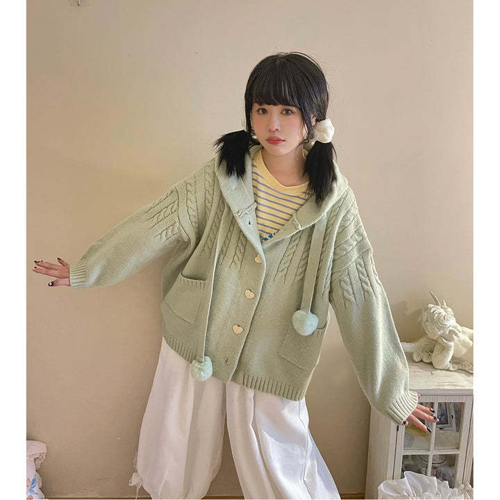 Kawaii Oversized Cardigan Sweater Coat Multicolor (M S) 22652:345604