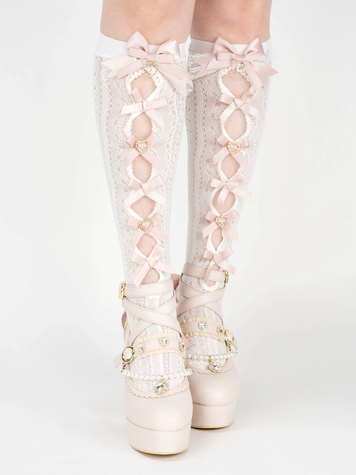 Jirai Kei Socks Lace Bow Mid-calf And Knee Socks Multicolor 33812:446044 33812:446044