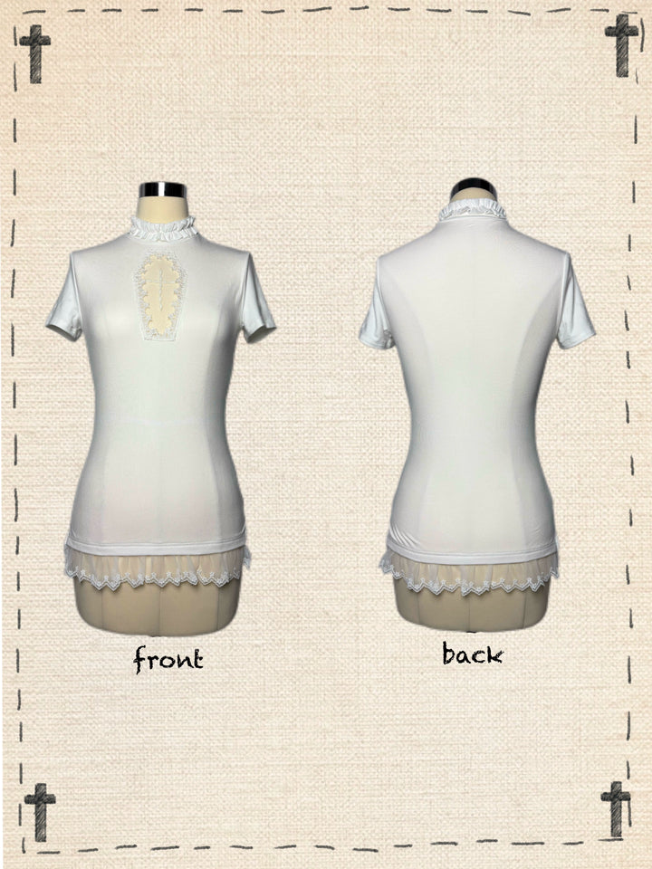 Gothic Cross-Detailed T-shirt & Tiered Ruffle Bloomers 43079:764542