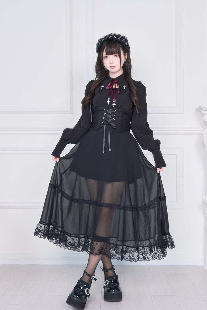 Jirai Kei Skirt Outfit, Cross Embriodery (L M) 43942:790168