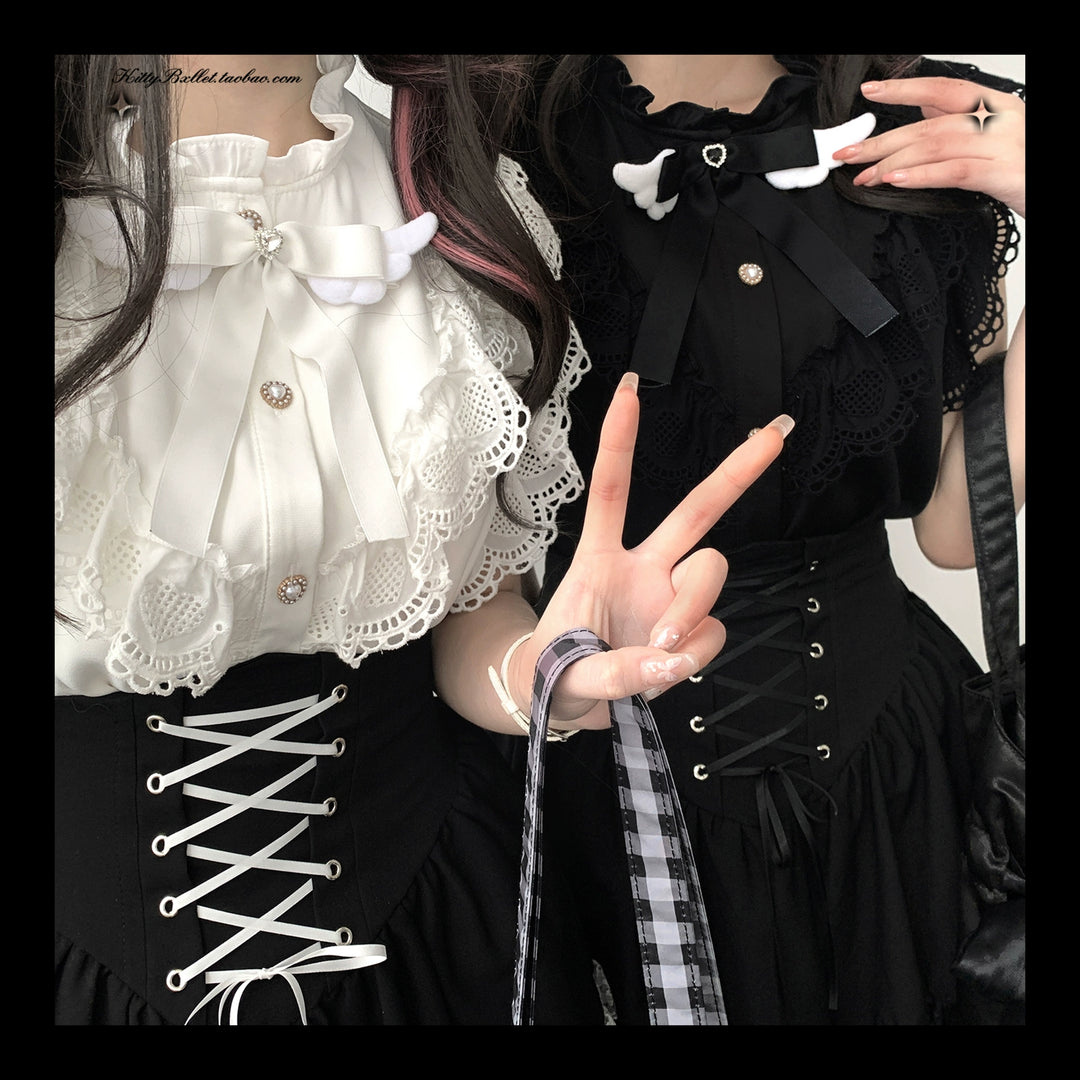 Jirai Kei Skirt High Waist Skirt Lace Up Skirt 36776:540128