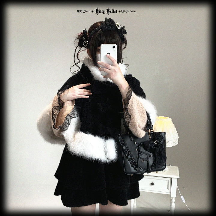 Cat-Ear Hooded Cape, Detachable Bows 44472:810565