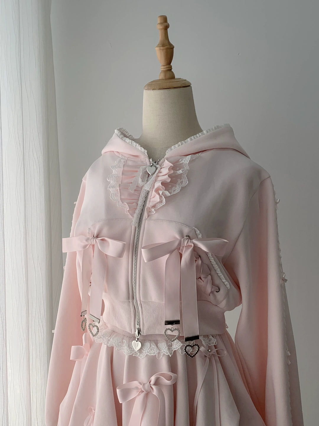 Pink Ryousangata Jacket & Skirt Set, Lace and Ribbon (L M S) 46112:875222