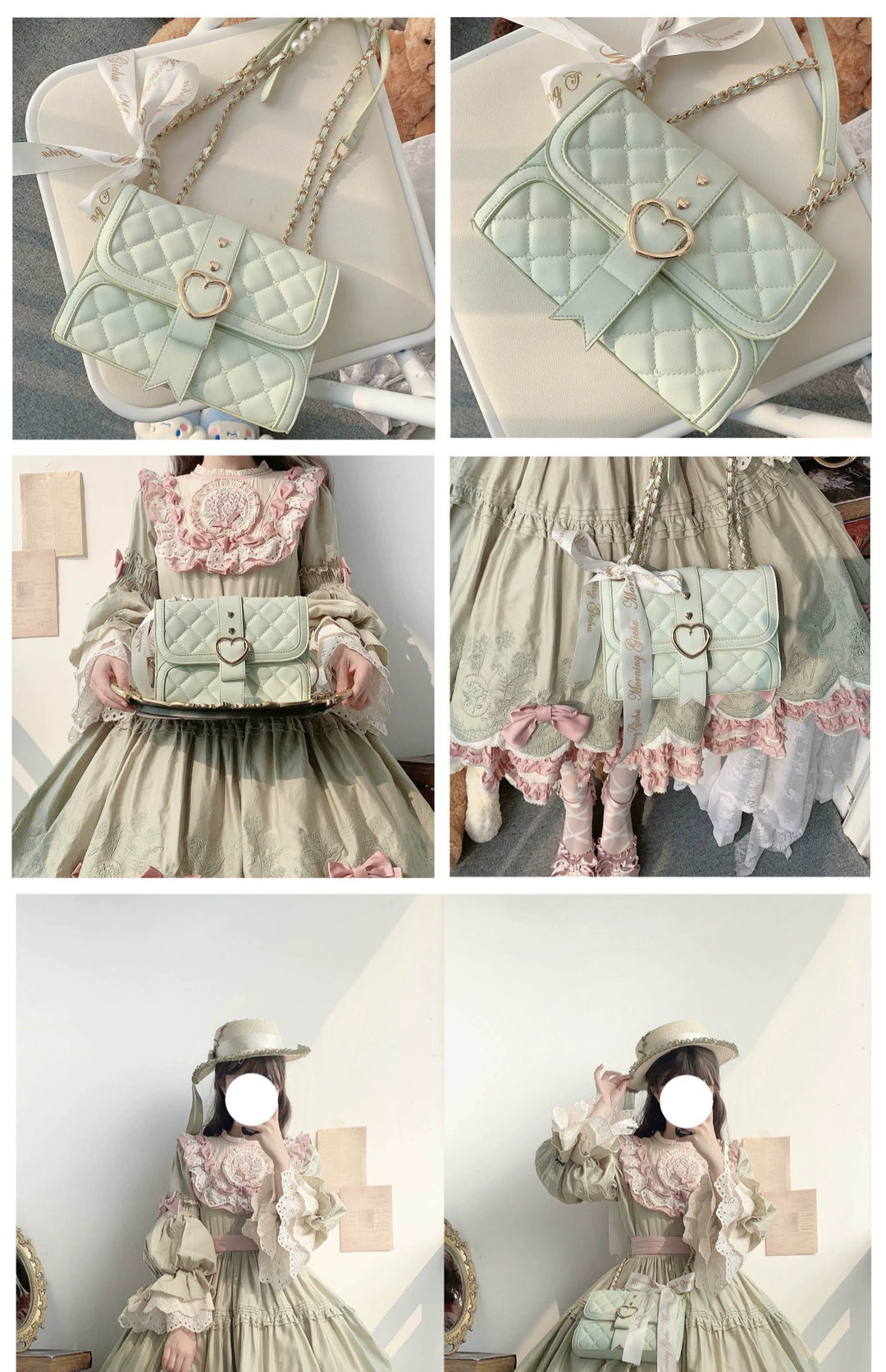 Kawaii Ita Bag Bow Rhombus Grid Shoulder Bag Multicolor 21906:349680