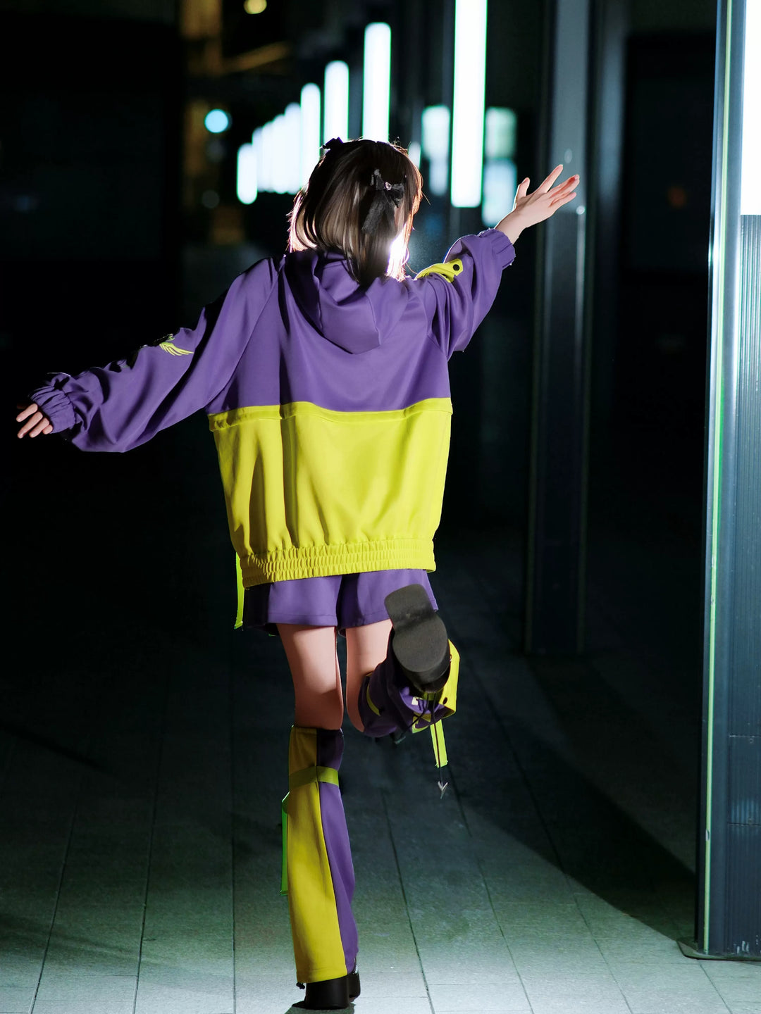 Cyberpunk Outfit, Detachable Jacket and Shorts Set 44424:810100