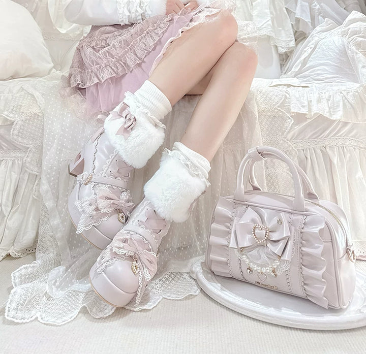 Jirai Kei 2-Way Handbag, Bow-Pearl Side Charm 44558:813643