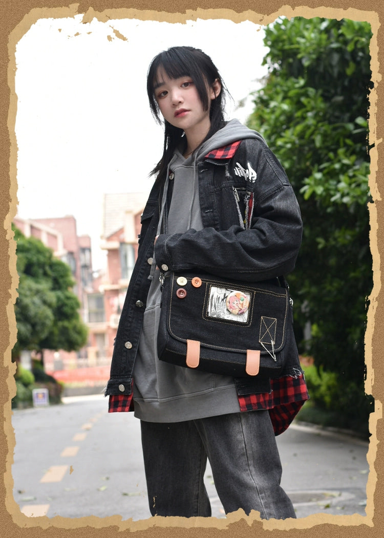 Kawaii Ita Bag Denim Crossbody Bag Large Capacity Handbag 37050:551712