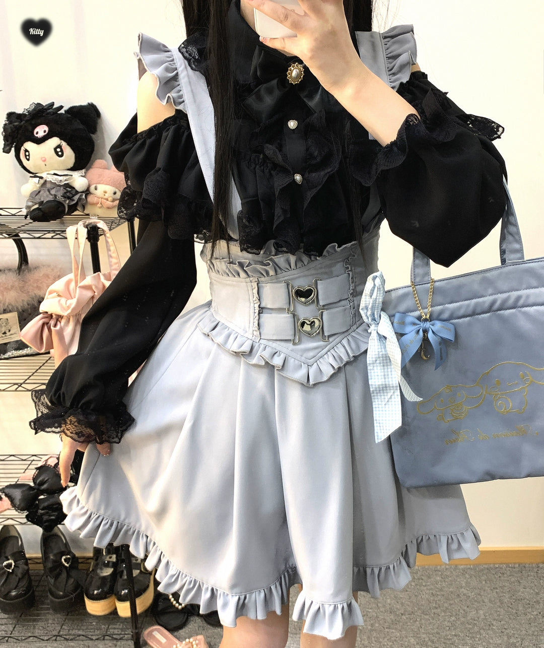 High Waist Jirai Kei Suspender Skirt 31858:397000