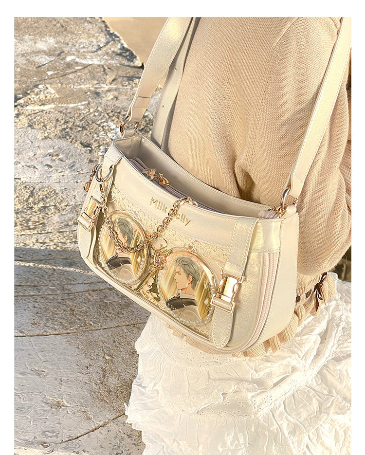 Y2K Style Ita Bag, Clear Window & Detachable Chain 43228:772301