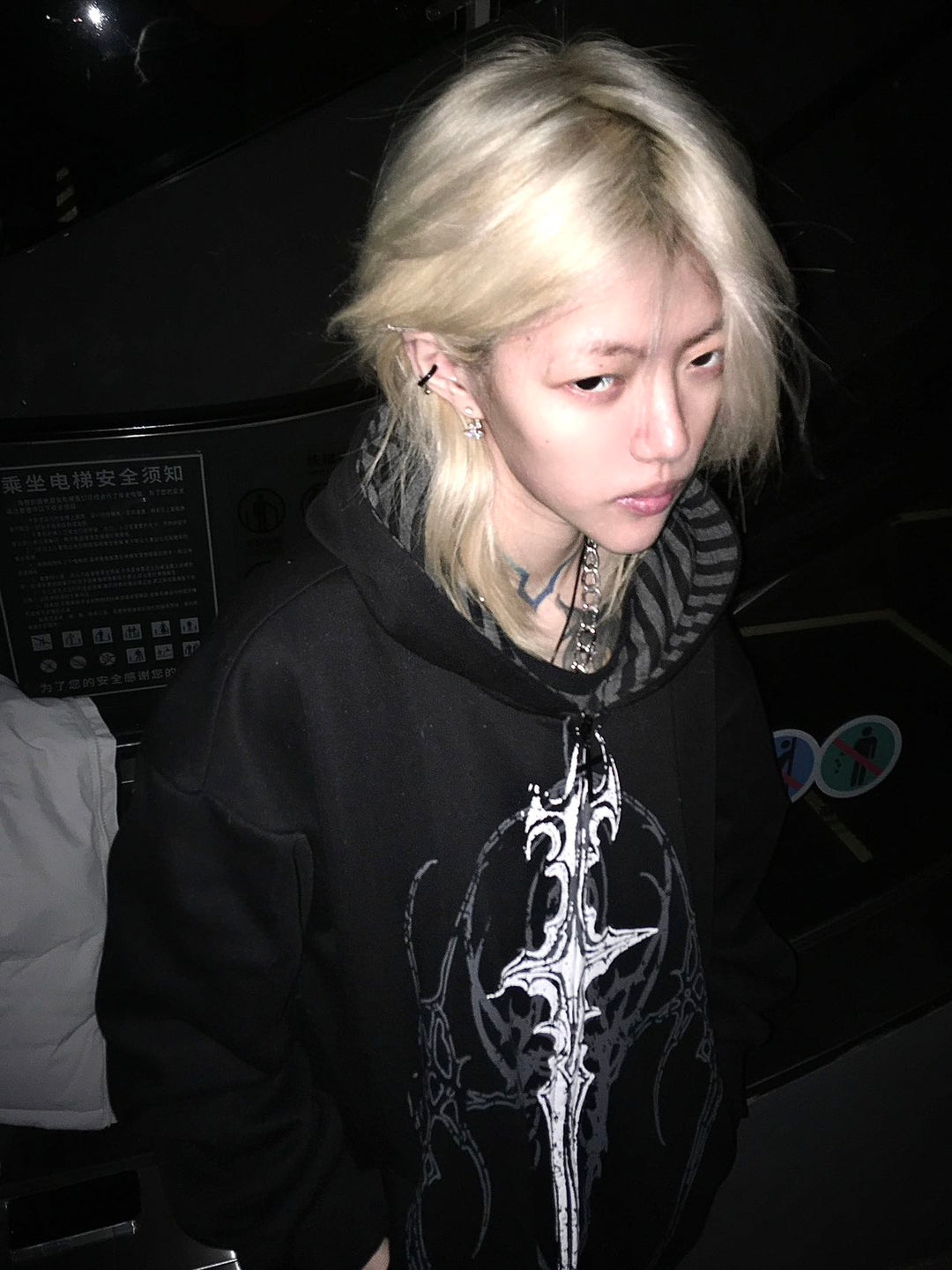 Cotton Jirai Kei Coat Gothic Punk Style with Oversized Design 42386:737944