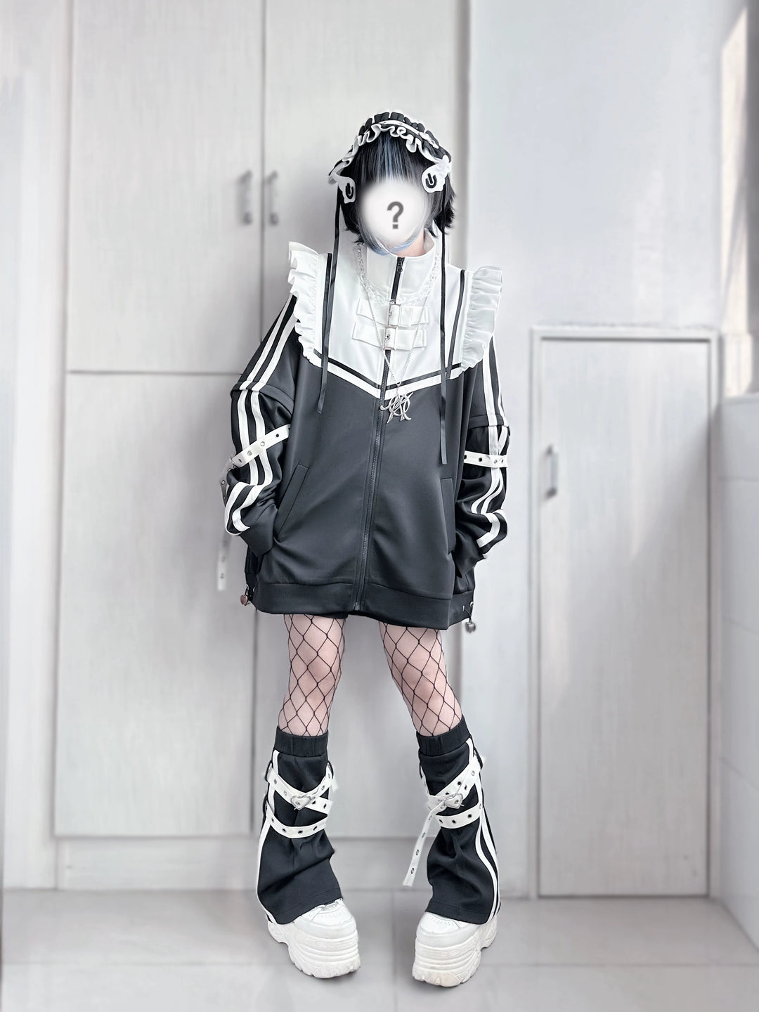 Tenshi Kaiwai Shorts Set Gray Black Jacket With Wings 35728:502674