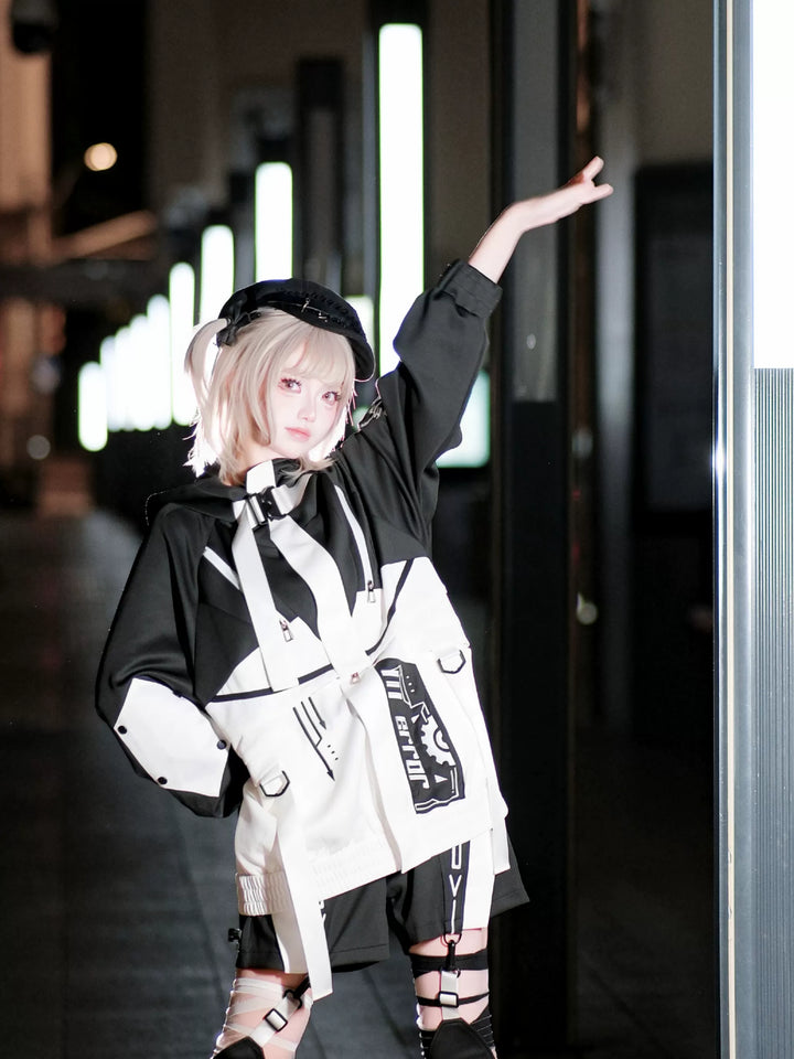 Cyberpunk Outfit, Detachable Jacket and Shorts Set (L M) 44424:810116