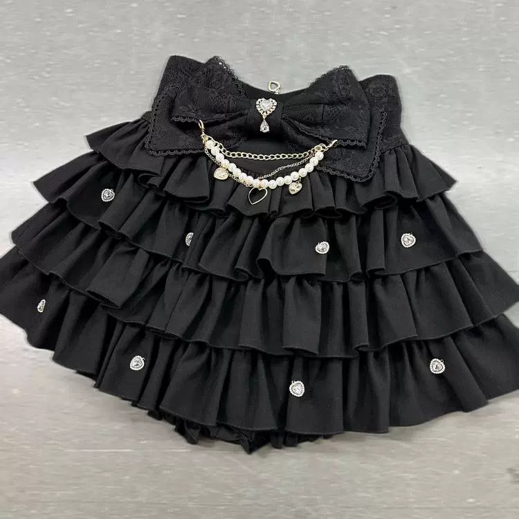 Black Jirai Kei Skirt, Removable Accessories in Two Styles 43240:772206