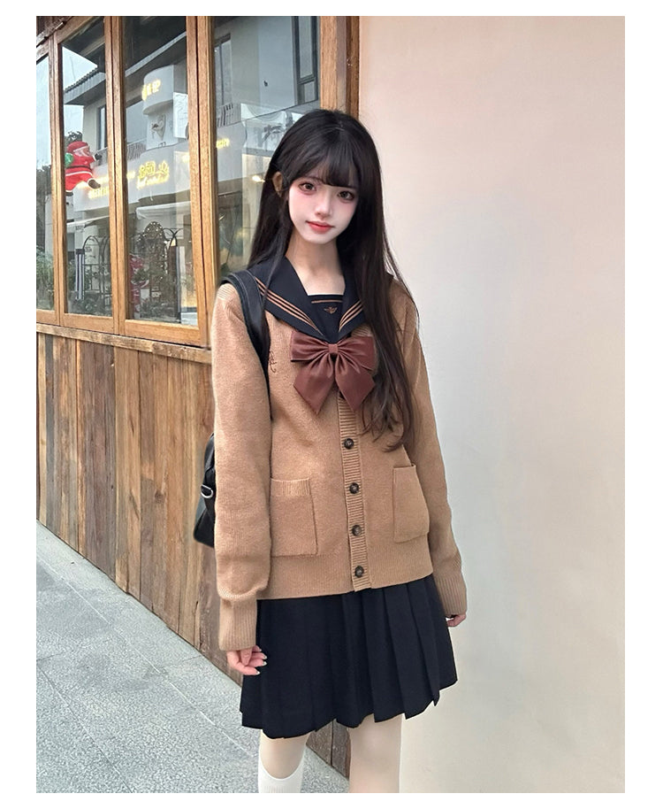 JK Uniform V-Neck Cardigan for Kansai-Collar Style Multicolor 42668:748703