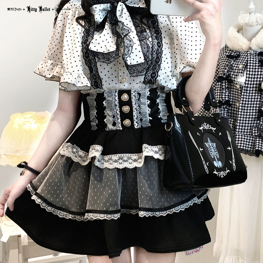 Ryousangata High-waist Skirt, Tiered Hem 44003:792825