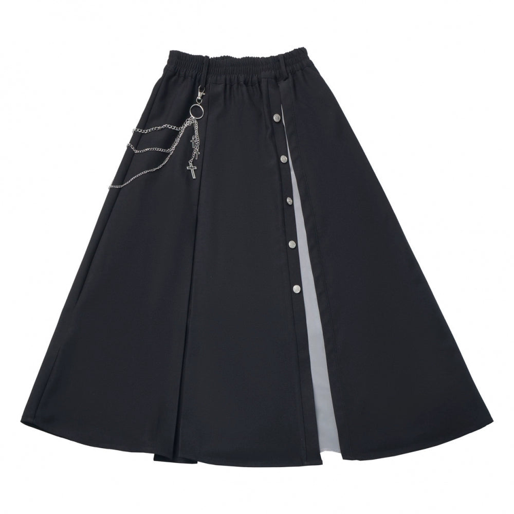 Gothic Striped Blouse, Black Skirt Set (L M S) 44172:800248