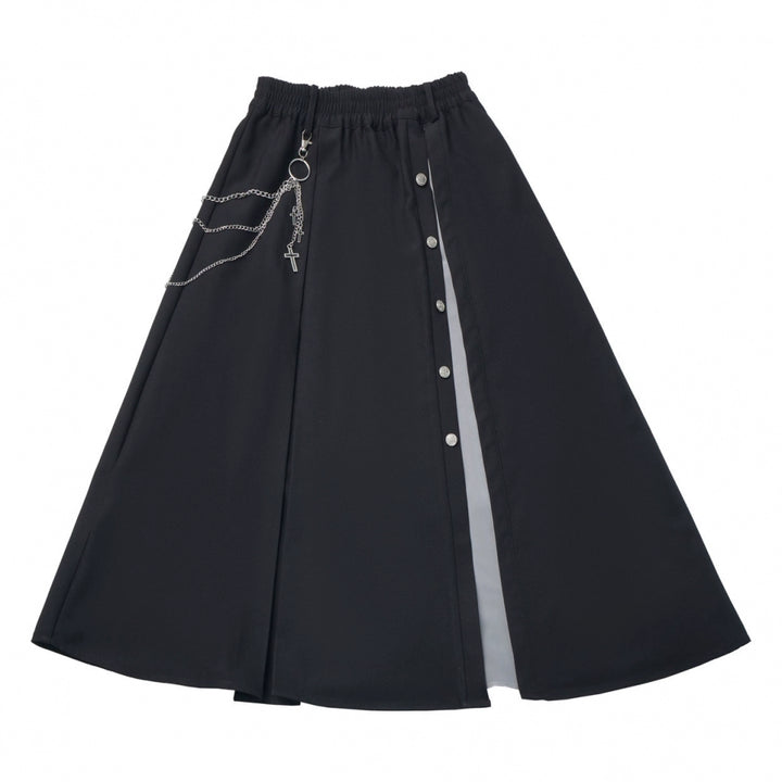 Gothic Striped Blouse, Black Skirt Set (L M S) 44172:800248