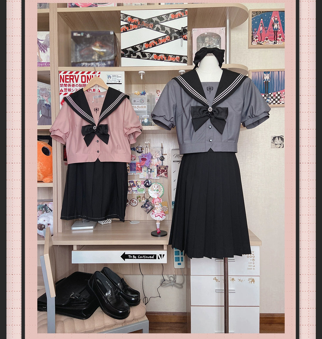 JK Uniform Sailor Collar Shirt & Skirt In Different Lengths 42564:745164