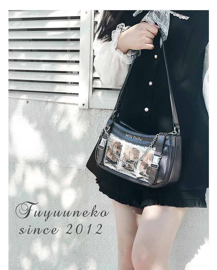 Y2K Style Ita Bag, Clear Window & Detachable Chain 43228:772311