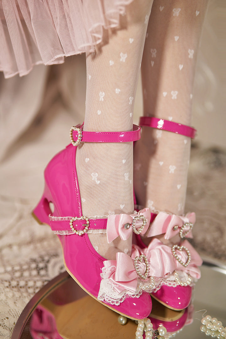 Princess Lolita Wedge Shoes with Open Heart Hollow Heel 42709:752862