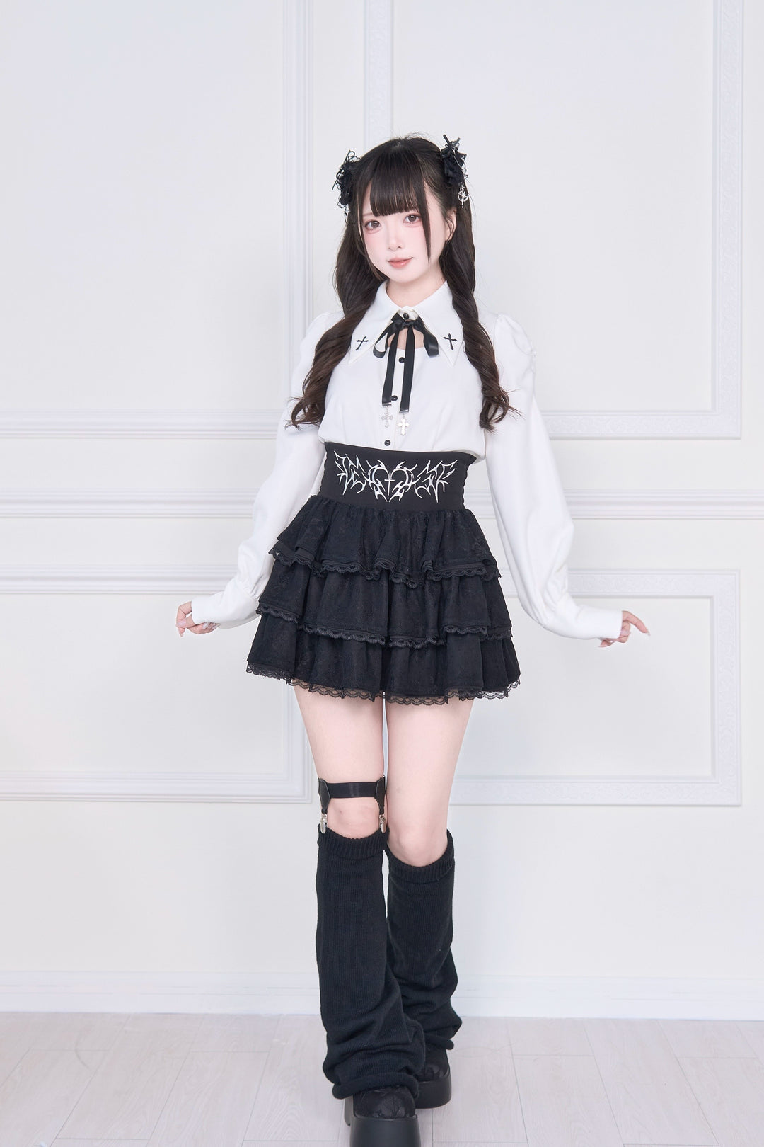 Jirai Kei Skirt Outfit, Cross Embriodery (L M) 43942:790072