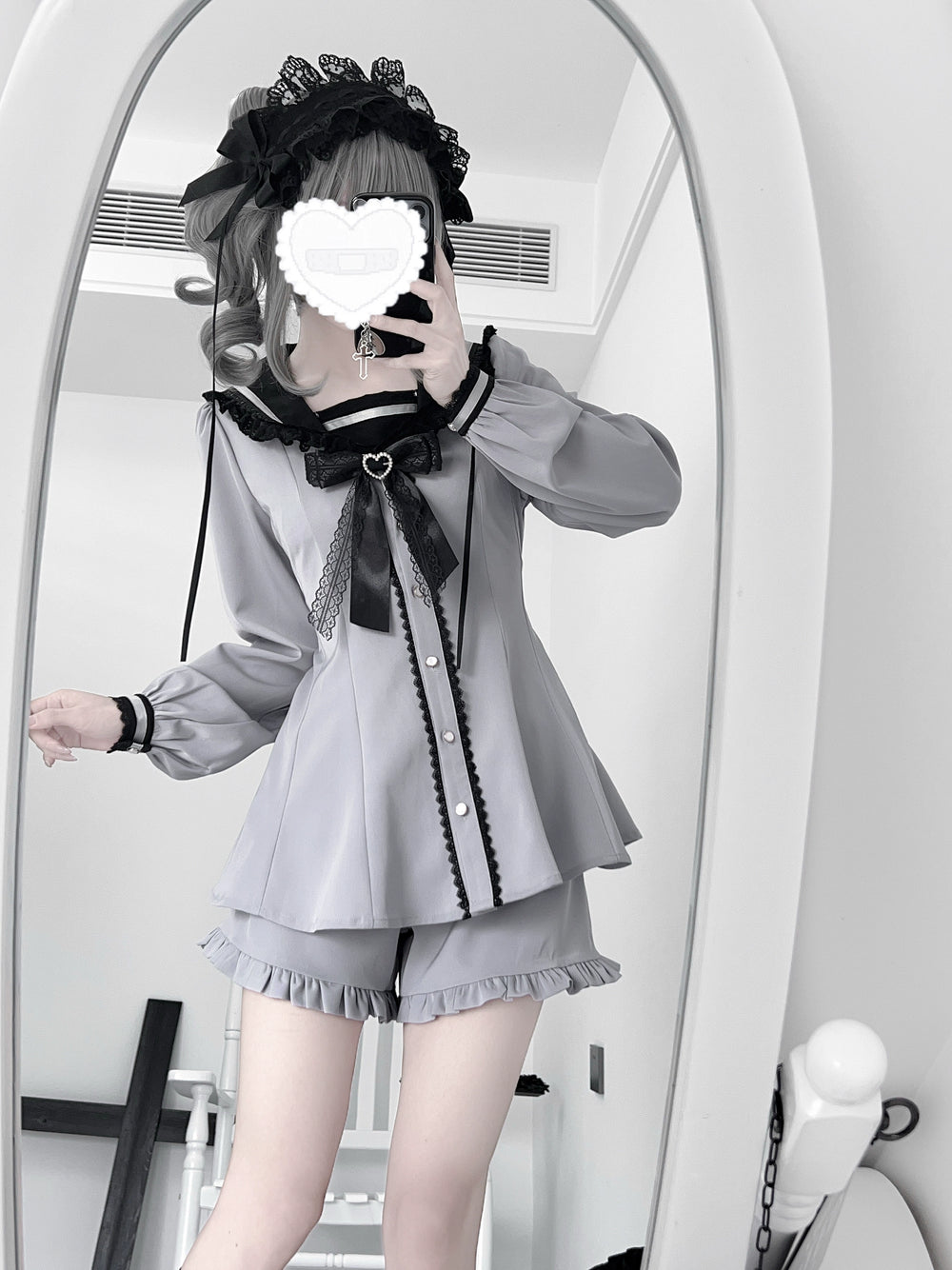 Jirai Kei Dress & Shorts, Bunny-Ear Sailor Collar (L M S XL) 43440:776919