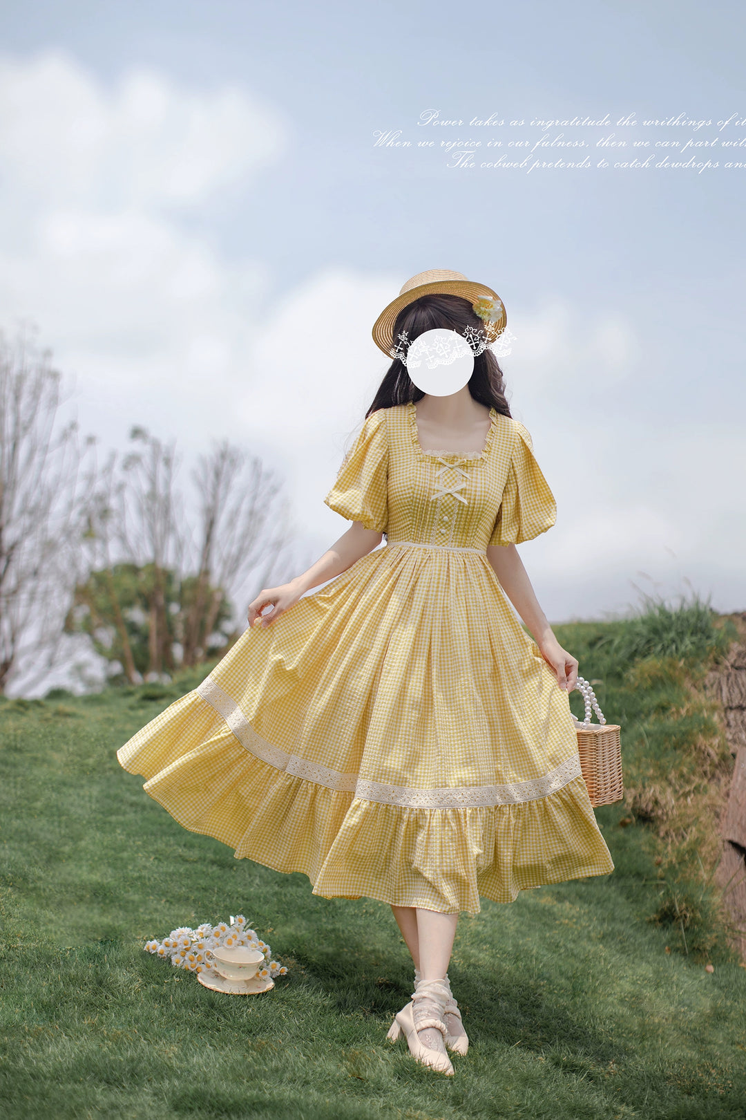 Country Lolita Dress Set Short/Long-Sleeved OP and Cotton Over-Skirt 42815:754213