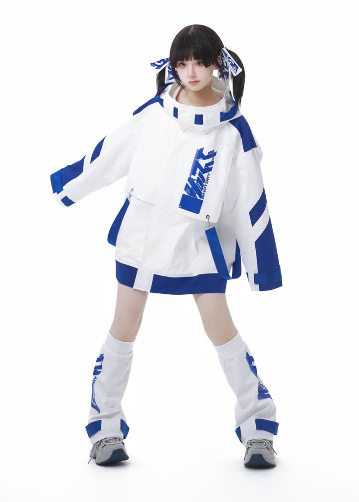 Tenshi Kaiwai Suit Hooded Windbreaker Shorts Set 40084:654418