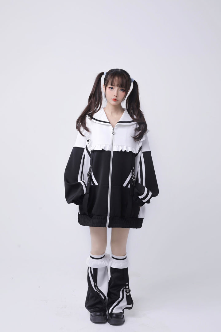 Tenshi Kaiwai Set Sailor Collar Jacket With Ruffle And Heart Buckle 34896:481084
