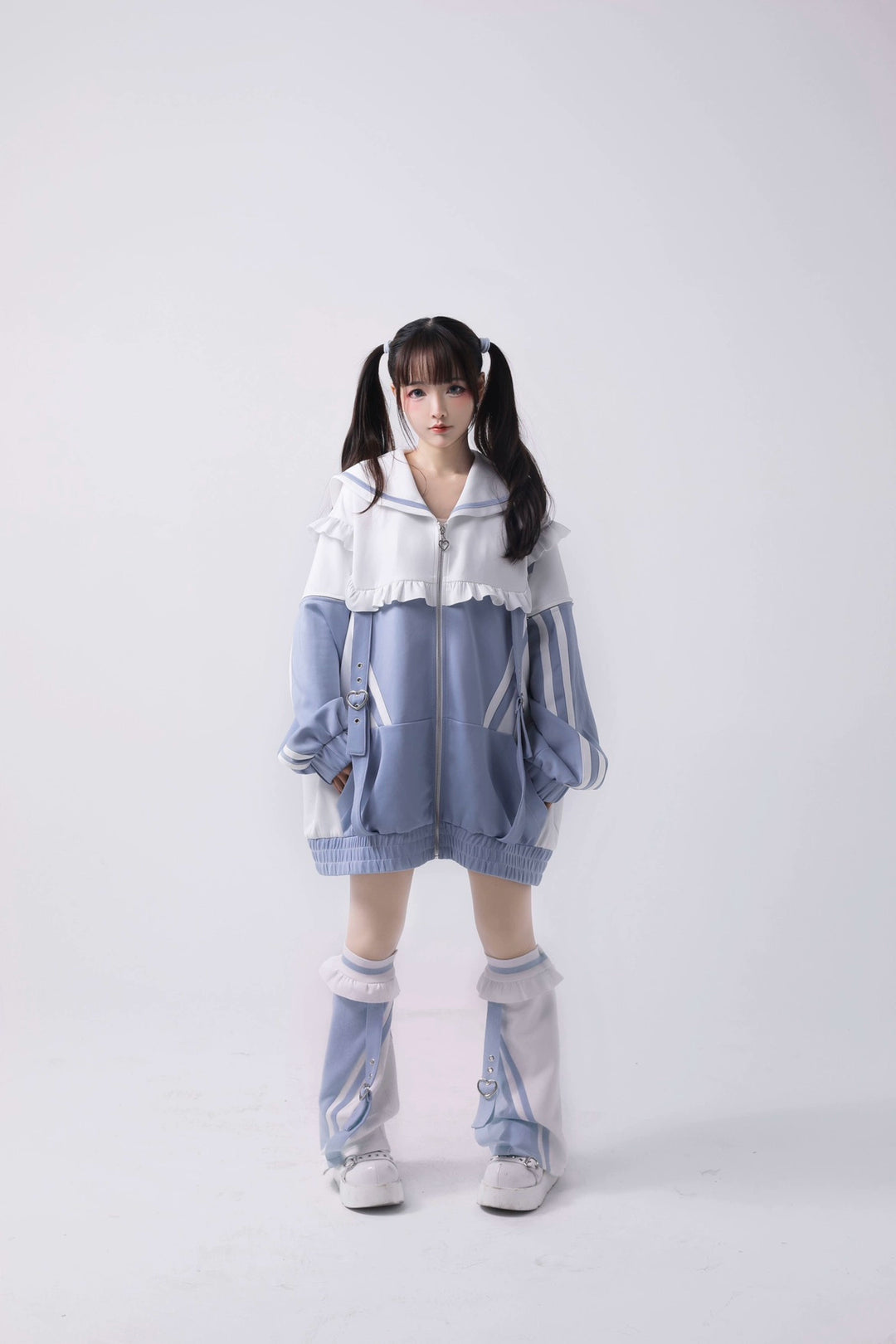 Tenshi Kaiwai Set Sailor Collar Jacket With Ruffle And Heart Buckle 34896:481086