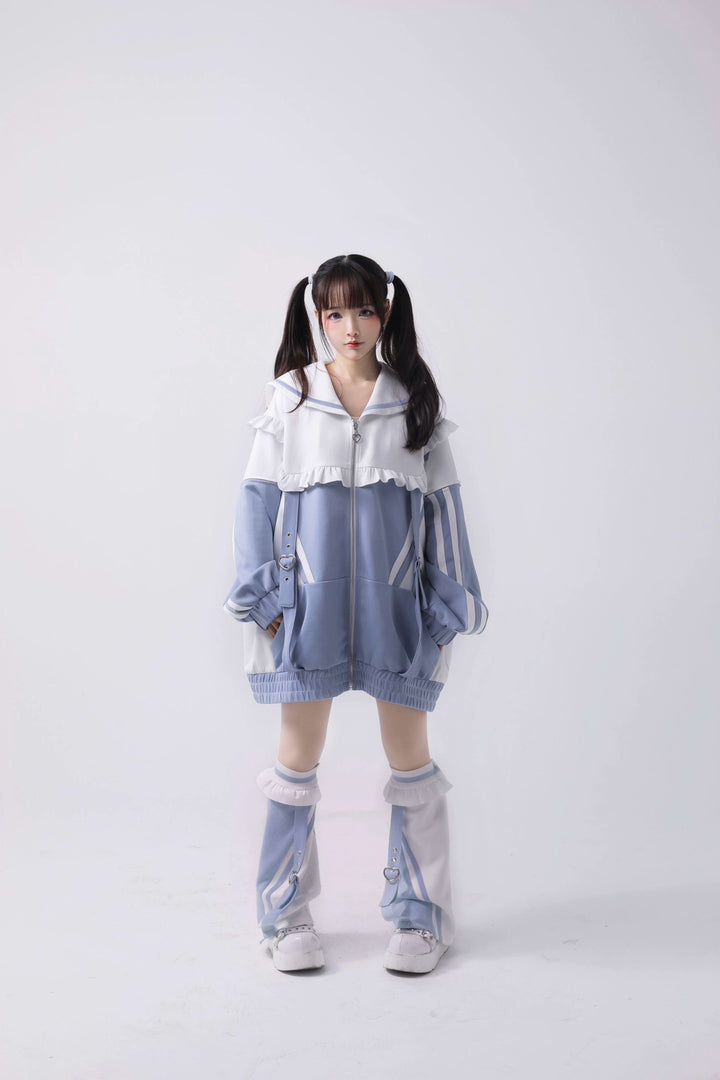 Tenshi Kaiwai Set Sailor Collar Jacket With Ruffle And Heart Buckle 34896:481086