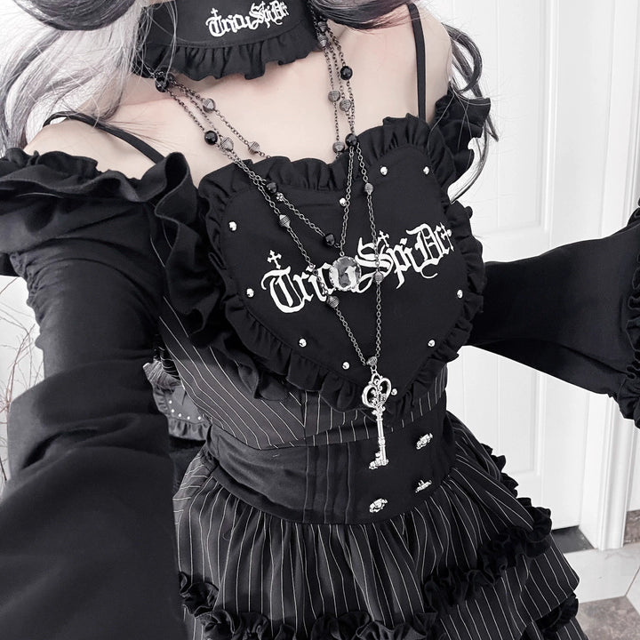 Subculture Off-Shoulder Dress, Tiered Ruffles 43873:789407