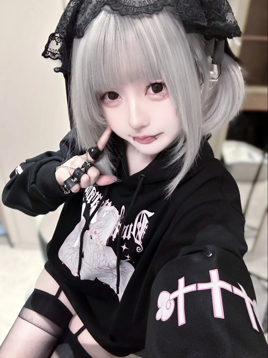 Tenshin Kaiwai Hoodie Medical Angel Print Hooded Sweatshirt 39430:627998