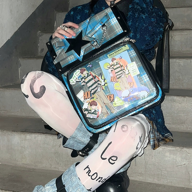 Subculture Ita Bag Plaid Star Large Capacity Ita Backpack 40120:665840