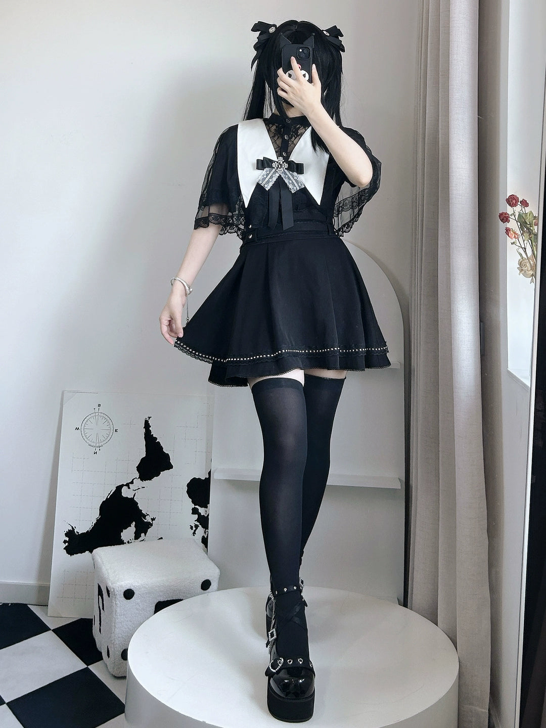 Jirai Kei Skirt Angel Wing Collar Blouse Double Layered Skirt 39538:634684