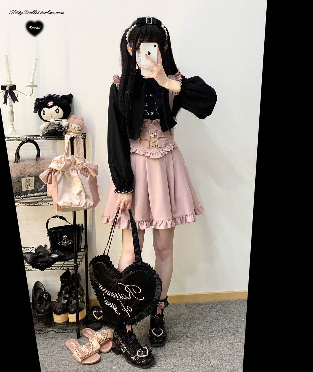 High Waist Jirai Kei Suspender Skirt 31858:397020
