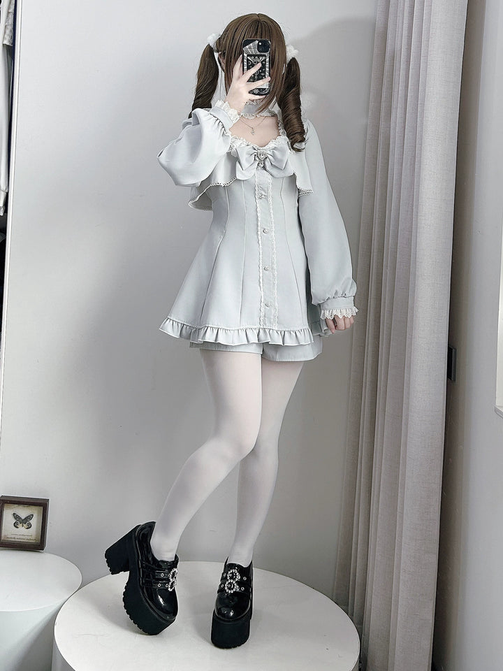 Jirai Kei Long Sleeves Dress, Pocketed Shorts 44197:808134